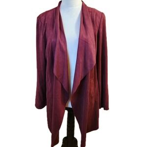Chicos 1 Faux Suede Open Front Cardigan Womens Medium Waterfall‎ Drape Jacket